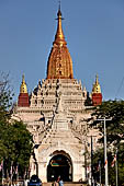 Ananda temple Bagan, Myanmar. Upper terraces and central sikhara with the umbrella-like finial called 'hti', 